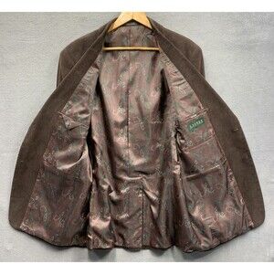 Lauren Ralph Lauren Mens Sportcoat Blazer Brown Corduroy Paisley Lining Size 46L
